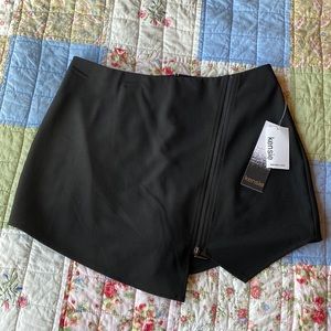 Black zip front skort